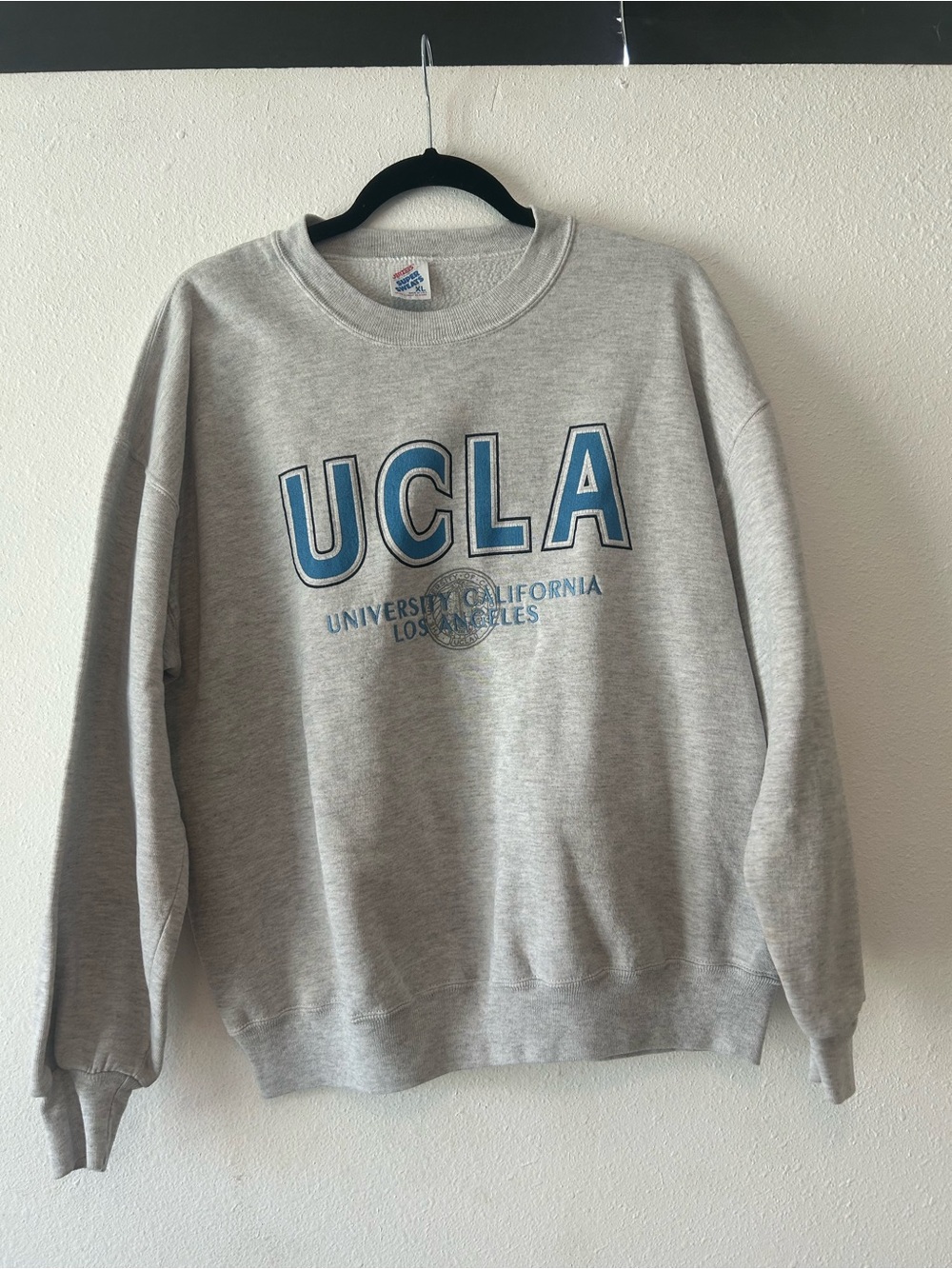Jerzees Gray Crewneck Sweatshirt with Blue UCLA Lettering